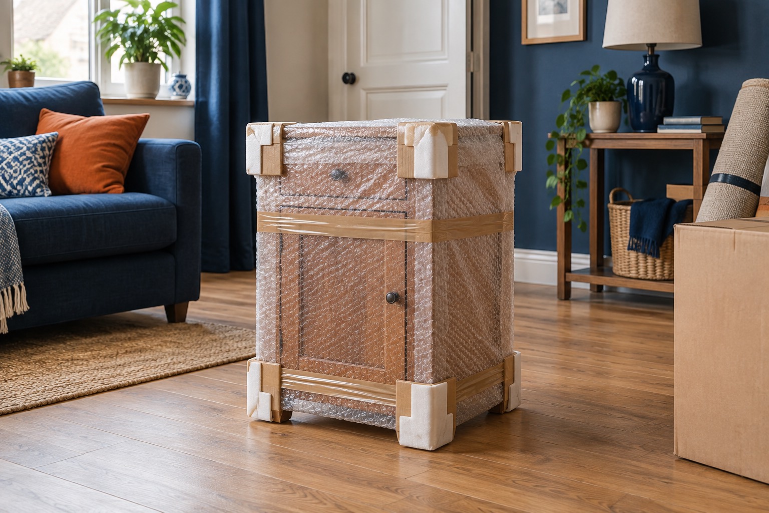 Petit meuble protégé pour un transport