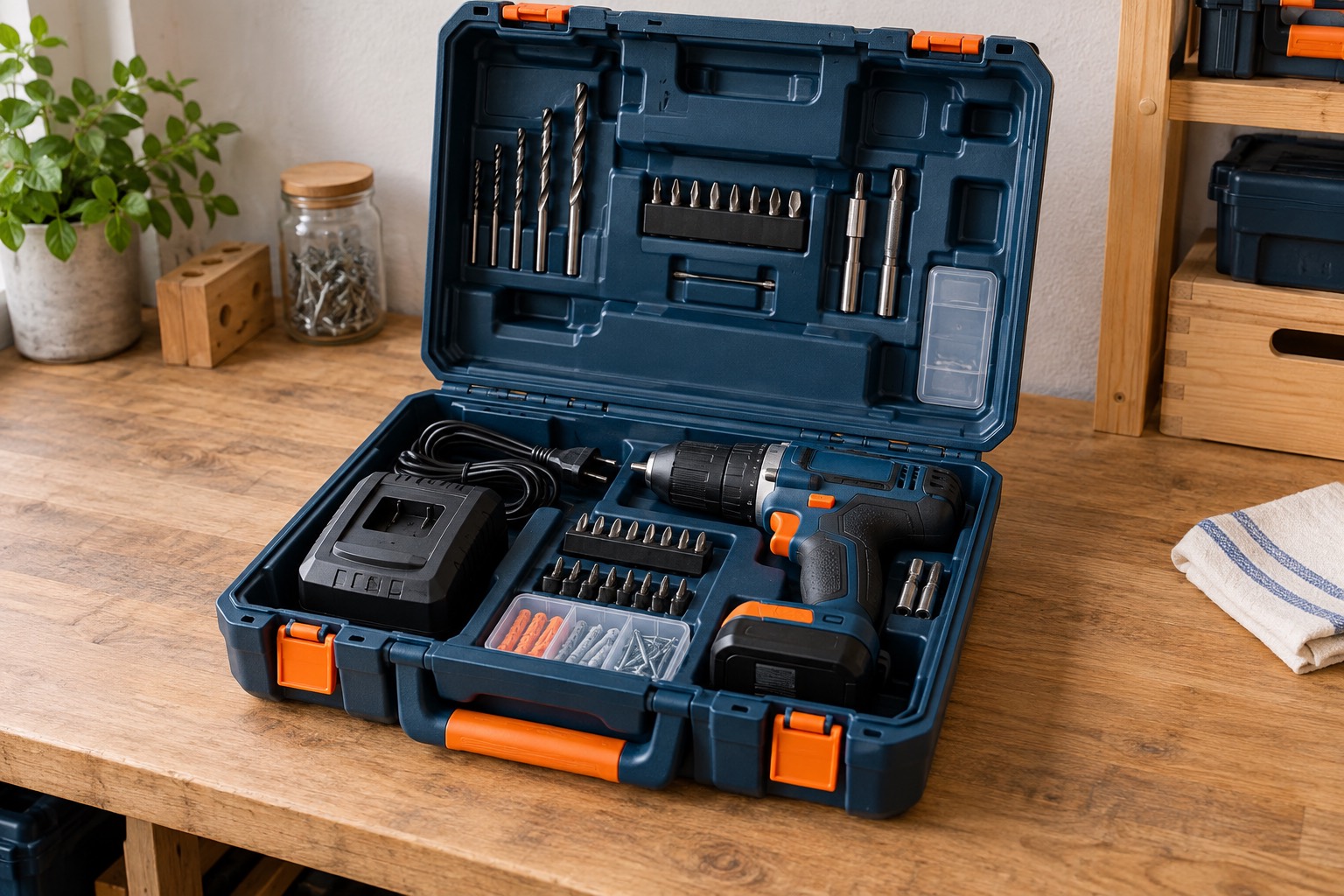 Coffret de perceuse et accessoires regroupés Coffret de perceuse et accessoires regroupés
