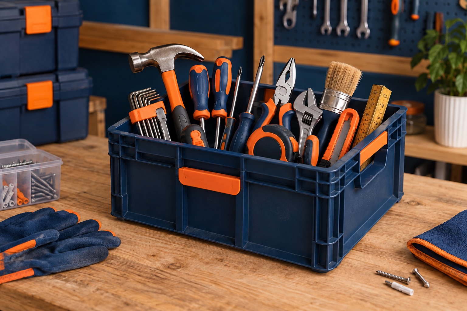 Petits outils manuels dans une caisse de rangement Petits outils manuels dans une caisse de rangement
