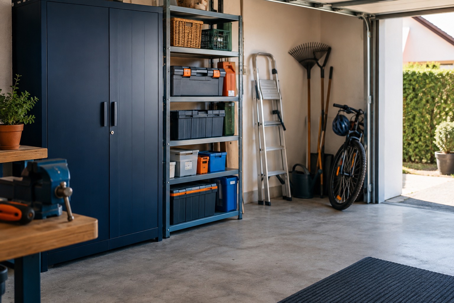 Garage rangé avec un espace de circulation libre Garage rangé avec un espace de circulation libre