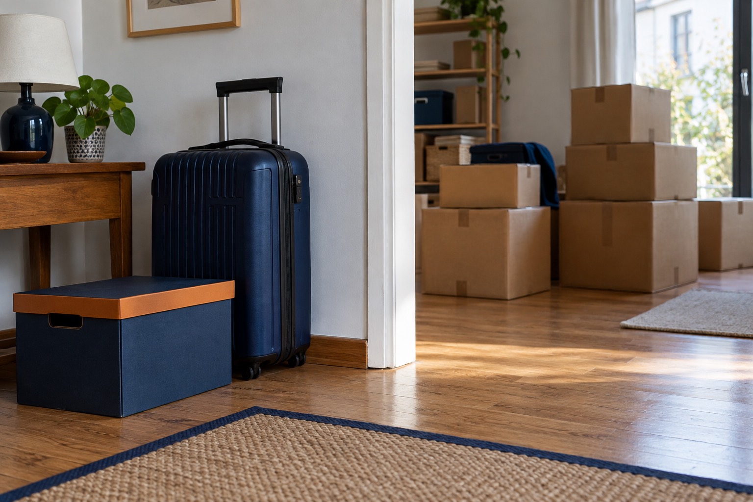 Valise et boîte de documents séparées des cartons Valise et boîte de documents séparées des cartons